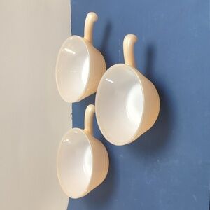 Fire King Bee Hive Peach Lustre ware Handled Bowls (3) Oven safe